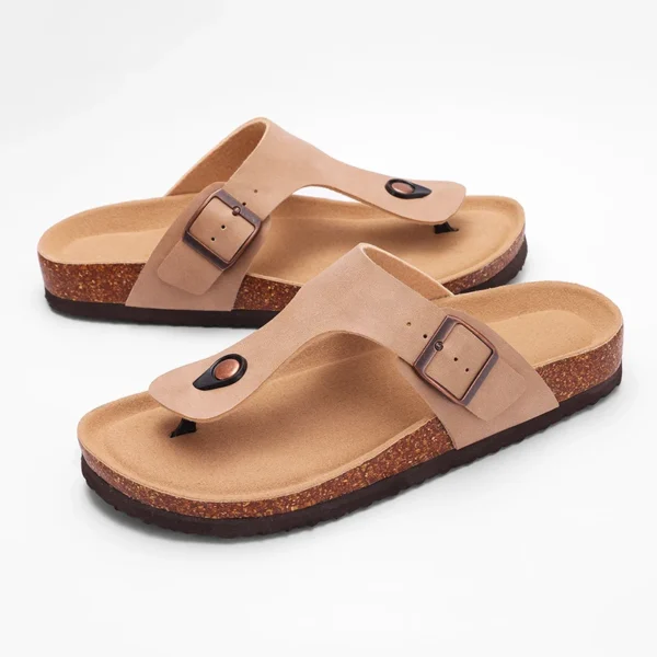 Shevalues Sommer Kork Hausschuhe für Männer weiche Sohle Home Slides mit Bogen Unterstützung flache Flip Flops Herren gemütliche lässige Schlafzimmer Sandalen 3