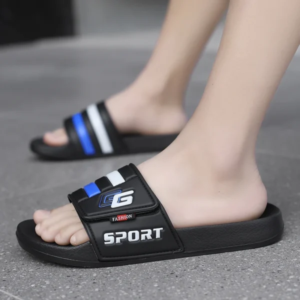 Neue Herren Hausschuhe Klettverschluss Slipper Leichte Slide Sommer Strand Schuh Weiche Pantoletten Slide Flip Männer Große Größe Sandale Casual Clog 2