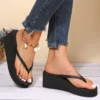 Frauen Sommer Strand Keile Flip-Flops Leichte Clip Toe Plattform Sandalen Frau Hochhackige Outdoor Rutschen Orthopädische Schuhe 5