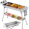 Holzkohlegrills Edelstahl Grill BBQ Werkzeuge Sets Kochutensilien Kit für Picknick Camping Party