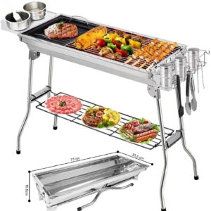 Holzkohlegrills Edelstahl Grill BBQ Werkzeuge Sets Kochutensilien Kit für Picknick Camping Party
