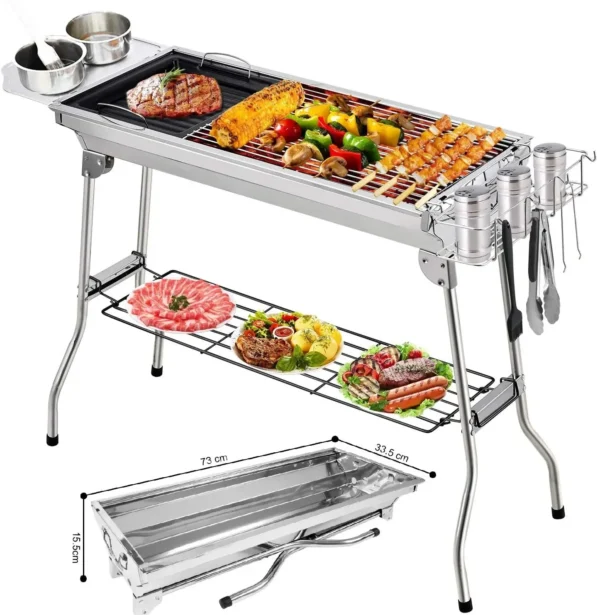 Holzkohlegrills Edelstahl Grill BBQ Werkzeuge Sets Kochutensilien Kit für Picknick Camping Party