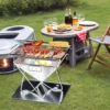Zusammenklappbarer Feuergrill aus Edelstahl mit Holzverbrennung, Lagerfeuergrill mit Tragetasche für Camping im Hinterhof, im Freien 3