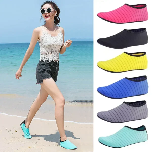 Schnell trocknende Wasserschuhe, Gummisohle, Tauchschuhe, Unisex, Strand, Schwimmen, Tauchsocken, rutschfest, zum Surfen am Meer, für Erwachsene und Kinder