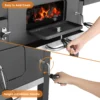 Grillwagen, Holzkohlegrill XXL, 116x55,7x100 cm, BBQ Grill mit Öffner, Ausziehbarem Aschenbecher, Ablagen mit Haken&verstellbarem Kohleblech, 3 Grillrost,2 Räder für einfache Mobilität 4