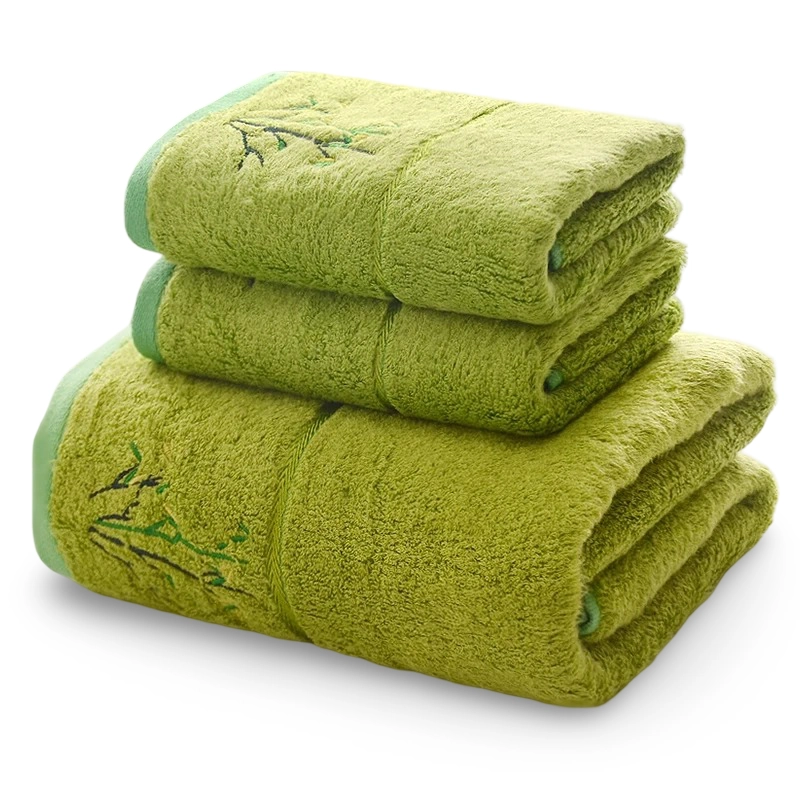Besticktes Bambusfaser-Handtuch-Set für Erwachsene, hochwertiges, einfarbiges, super saugfähiges Badetuch, Badetücher und Handtücher für zu Hause