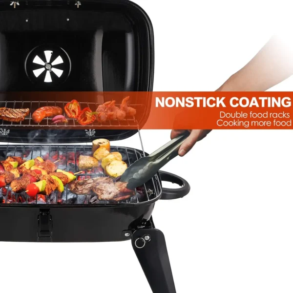 Tragbarer Holzkohlegrill, kleiner Tisch-Holzkohlegrill zum Kochen im Freien, Grillen, faltbarer Tisch, Grill für Camping, Picknick 3
