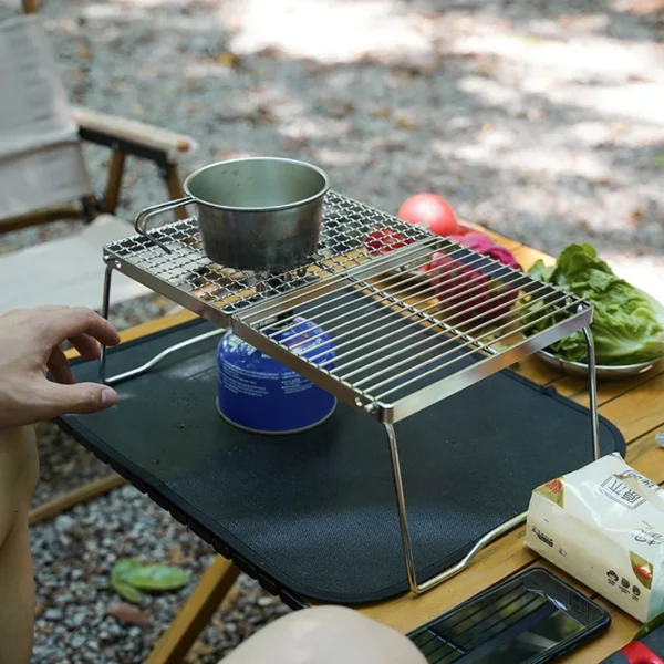 Klappbarer Lagerfeuer grill tragbarer Edelstahl-Camping grill rost Gasherd ständer Multifunktion aler Holzofenst änder im Freien 2