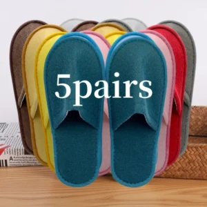 5 Paar Einweg-Hausschuhe, Hotel-Reiseslipper, Party, Zuhause, Gast, Männer, Frauen, Unisex, geschlossene Zehen, Anti-Rutsch-Hausschuhe, Sanitär-Sandalen