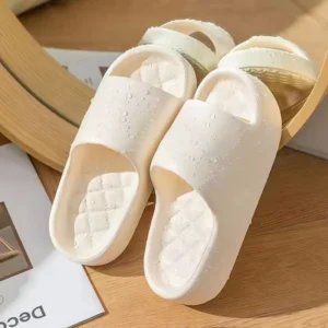 Weiße dicke Plattform-Wolken-Hausschuhe für Damen, leicht, weiche Sohle, EVA, Heimrutschen, Damen, Sommer, Komfort, rutschfeste Strand-Flip-Flops