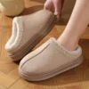 Neue Mode Flauschige Plattform Hausschuhe für Frauen 2024 Winter Plüsch Warme Baumwolle Schuhe Frau Komfort Rutschfeste Unisex Hause Hausschuhe 4