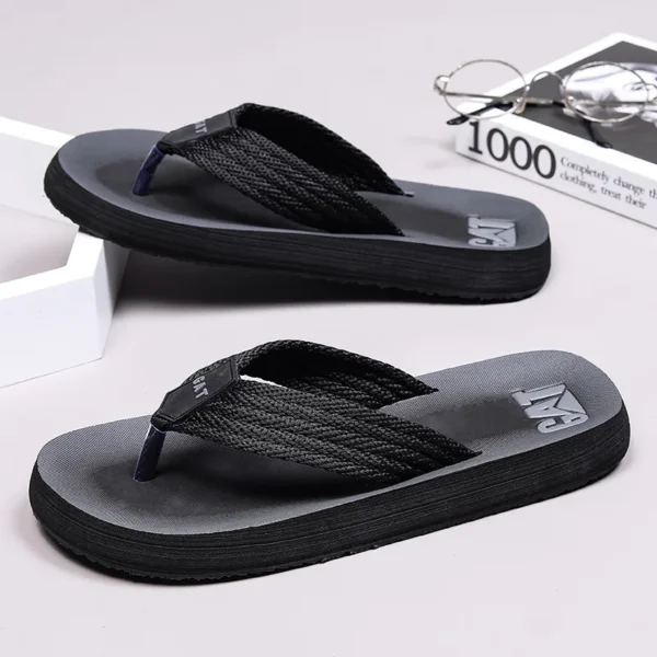GAT-Flip-Flops für Herren, breiter Riemen, nicht haftend, Retro-Stil, rutschfest, atmungsaktiv, Sandalen im britischen Stil, Strandschuhe 5