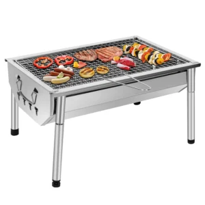 Picknickgrill Edelstahl Holzkohlegrill Kleiner Grill Portable Campinggrill Abnehmbare BBQ Grills für Outdoor Garten Party usw. (