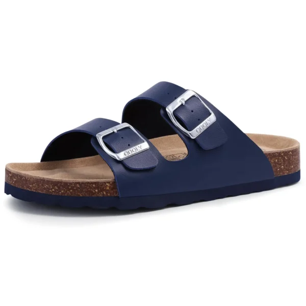 Kidmi Herren-Sandalen mit Korkfußbett, Slip-On-Sandalen, Damen-Kork-Sandalen, rutschfeste Strandsandalen, weiblich, verstellbare Schnallen-Slides 2