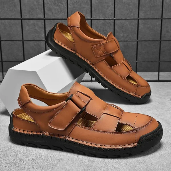 Neue Sommer Mode Männer Sandalen Atmungsaktive Männer Schuhe Leder Outdoor Männer Sandalen Gleitschutz Strand Sandalen Hohl Schuhe Schuhe