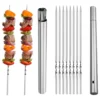 40 Stück Metallspieße aus Edelstahl 304, 13,5 Zoll flache Grill-Kebab-Sticks, robuste Kebabs mit Metall-Aufbewahrungsrohr zum Grillen