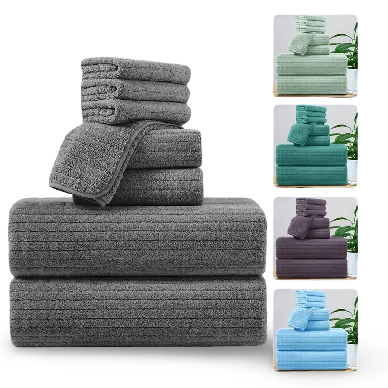 8-teiliges Badetuch-Set – 4 Waschlappen, 2 Gesichtstücher und 2 Badetücher – saugfähig und schnell trocknend, ideal für Badezimmer, Fitnessstudio und Hotel