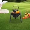 Tragbarer, zusammenklappbarer dreibeiniger Holzkohlegrill mit Grillnetz, Holzkohlenetz, Bratpfanne, Aufbewahrungstasche für Outdoor-Camping, Grillen 3