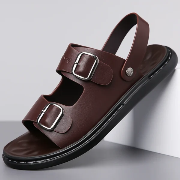 Outdoor Sommer Neue Anti Slip Wasser Waten Atmungsaktive Sandalen Hohe Qualität Männer Komfortable Weichen Boden Schnalle Zweireihige Hausschuhe 2