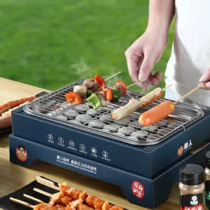 Einweggrill, tragbarer Holzkohlegrill, Grillset zum Kochen im Innen- und Außenbereich, Grillset für BBQ, Picknick, Camping