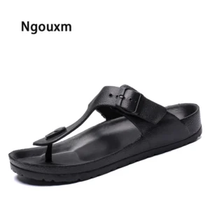 Ngouxm Sommer Männer Flip-Flops Atmungs Strand Hausschuhe Neue Design Mode Lässige Solid Black Non Slip Wohnung Rutschen für Mann