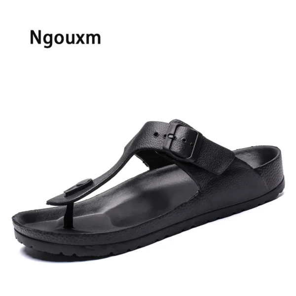 Ngouxm Sommer Männer Flip-Flops Atmungs Strand Hausschuhe Neue Design Mode Lässige Solid Black Non Slip Wohnung Rutschen für Mann