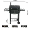 Großer, robuster Grill, geeignet für 10 Personen mit Rädern, 2 klappbare Beistelltische, Outdoor-Grill für Garten, Picknick, Camping 5