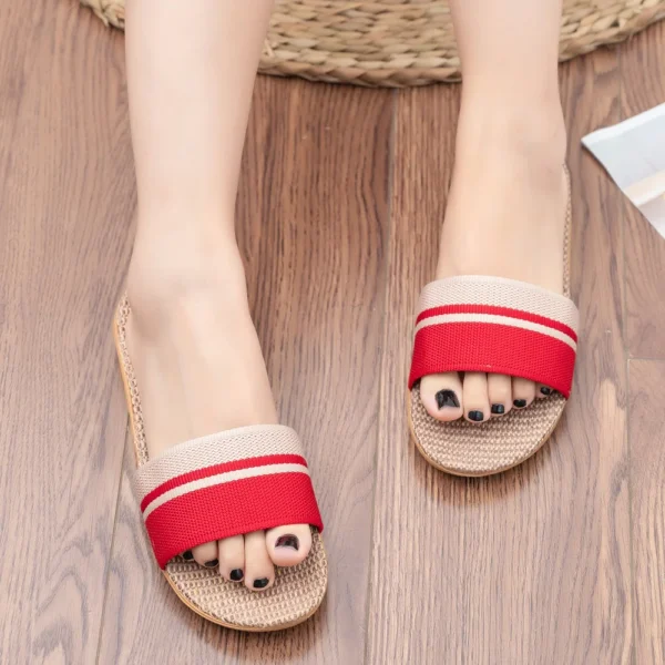 Sommer Frauen Hausschuhe Anti-Slip Hause Hausschuhe Leichte Schuhe Frauen Indoor Leinen Hausschuhe Weiche Schuhe 3