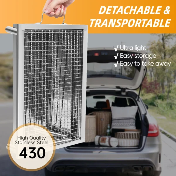 Picknickgrill Edelstahl Holzkohlegrill Kleiner Grill Portable Campinggrill Abnehmbare BBQ Grills für Outdoor Garten Party usw. ( 4