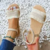 Damenmode-Trend-Schnürsenkel mit Quasten sind rutschfeste, verschleißfeste, bequeme Sandalen mit weicher Sohle und flachem Absatz 4