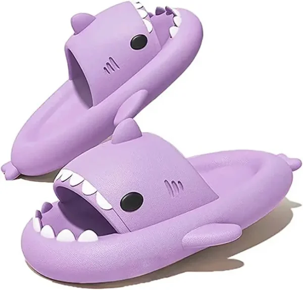 SmilePoP Shark Slides Sommer süße Cartoon Shark Hausschuhe für Damen Herren rutschfeste offene Zehensohle Sandalen lässige Unisex Strandschuhe 4
