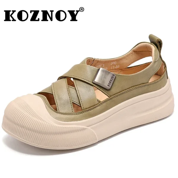 Koznoy 4cm weben Kuh Echt leder Sommer Mode Sandalen Slip auf Frauen Sandale Hausschuhe Pumps Plattform Keil hohle Wohnungen