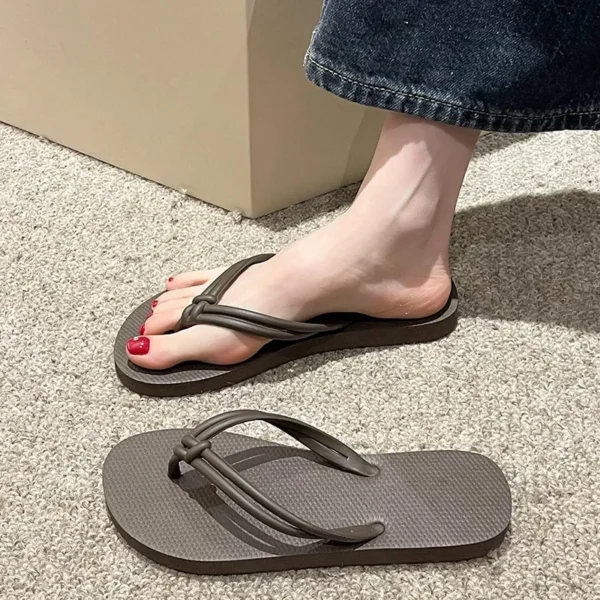 Damen-Flip-Flops, Sommer-Hausschuhe, Bonbonfarben, flache Sandalen für Damen, zum Hineinschlüpfen, rutschfeste weiche Sohle, Strand-Komfortschuhe 5