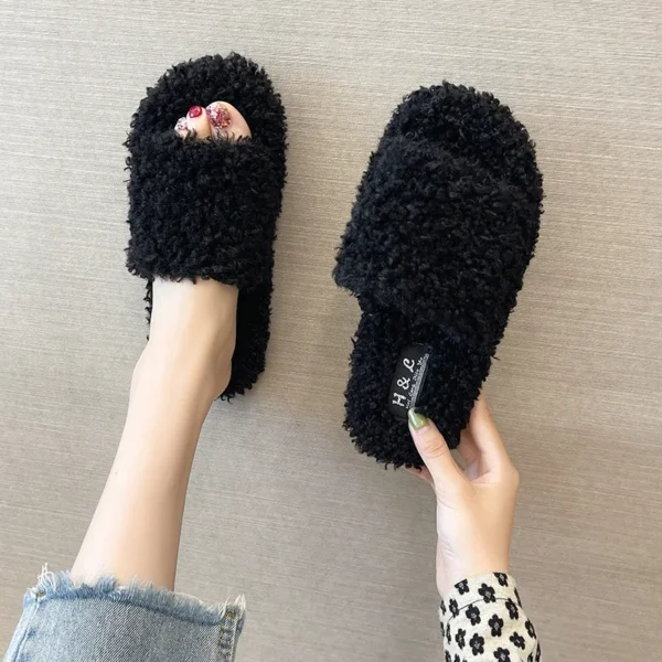 Weiche Plüsch-Sandalen für Damen, Verano, 2025, rutschfeste Winter-Designer-Schuhe für Damen, flache Sandalen für Damen, Flip-Flop 2