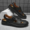 Neue Sommer Mode Männer Sandalen Atmungsaktive Männer Schuhe Leder Outdoor Männer Sandalen Gleitschutz Strand Sandalen Hohl Schuhe Schuhe 2
