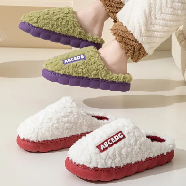 Dicke Sohle Hause Innen Außerhalb Männer Und Frauen Paare Winter Haushalt Warme Flauschige Hausschuhe Mode Plüsch Baumwolle Schuhe Damen 2