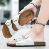 Kidmi Cork Footbed Sandalen für Damen Herren Sandalen Sommer Strand Sandalen Herren Doppelschnalle Slip-On Sandalen Rutschfeste Herren Kork Sandalen 5