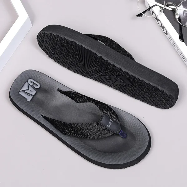 GAT-Flip-Flops für Herren, breiter Riemen, nicht haftend, Retro-Stil, rutschfest, atmungsaktiv, Sandalen im britischen Stil, Strandschuhe 4