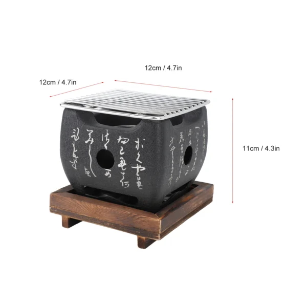 Tragbarer BBQ-Holzkohlegrill aus Aluminiumlegierung, japanisches Skript, Lebensmittel, Holzkohleofen, Kochen im Freien, Camping, Picknick, Strand 4