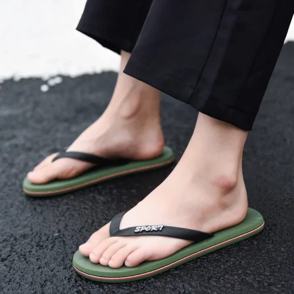 Günstige Sommer-Flip-Flops für Herren, große Größe 45, bequeme Hausschuhe, Herren-Strand-Hausschuhe, stilvolle grüne flache Sandalen für Herren, Pantuflas Homme 3