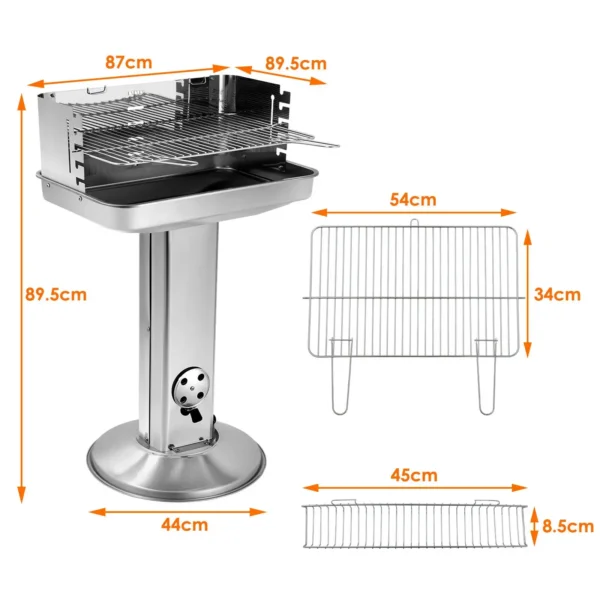 Säulengrill, Trichter, Grill, Holzkohlegrill mit Edelstahl-Regal, Grill, Garten, Outdoor, Camping, tragbarer Grill 3