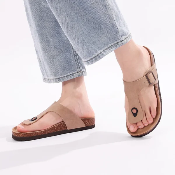 Shevalues Sommer Kork Hausschuhe für Männer weiche Sohle Home Slides mit Bogen Unterstützung flache Flip Flops Herren gemütliche lässige Schlafzimmer Sandalen 6