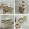 Koznoy 7,5 cm Peep Toe Schaffell Flip Leder hohle Mode Sandalen Hausschuhe Mary Jane Designer Frauen Sommer Wohnungen Loafer Schuhe 5