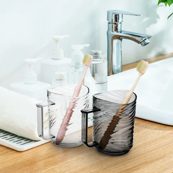 2-teiliges Zahnbürstenhalter-Set, Tassen, Mundwasser, Badezimmer, Becher, Zahnbürstenbecher, starkes, wiederverwendbares Reisehalter-Set aus Kunststoff 5