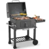 Grillwagen, Holzkohlegrill XXL, 116x55,7x100 cm, BBQ Grill mit Öffner, Ausziehbarem Aschenbecher, Ablagen mit Haken&verstellbarem Kohleblech, 3 Grillrost,2 Räder für einfache Mobilität