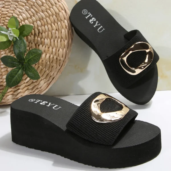 Leichte Keil-Hausschuhe für Damen, 2022, Sommer, dicker Boden, Plattform, Strandsandalen, Damen, Übergröße 42, rutschfeste Outdoor-Rutschen 5
