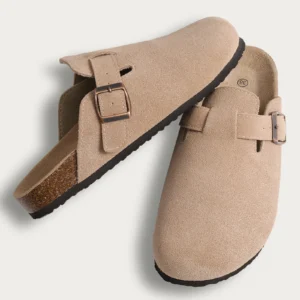 Shevalues Klassische Kork-Clogs-Hausschuhe für Damen und Herren, weiches Fußbett, Wildleder-Sandalen mit Fußgewölbeunterstützung, trendige Strand-Slides für Zuhause, Herren-Pantoletten