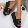 Leichte Keil-Hausschuhe für Damen, 2022, Sommer, dicker Boden, Plattform, Strandsandalen, Damen, Übergröße 42, rutschfeste Outdoor-Rutschen 3