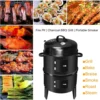 3-in-1 BBQ Smoker Grill mit Kamin Multifunktions-abnehmbarer Outdoor-Kochofen mit Thermometer Camping Outdoor Party Grill 4