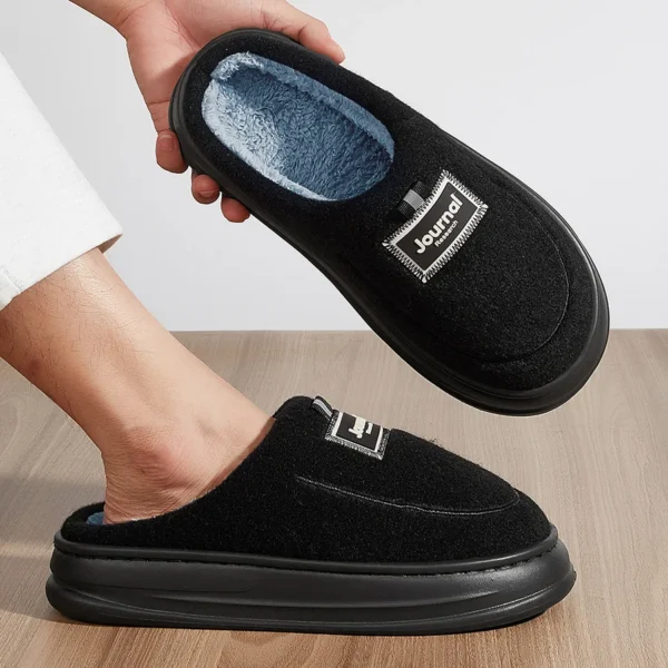 Plus Size Herren-Hausschuhe, flauschig, bequem, Memory-Schaum, weiche Paarschuhe, rutschfeste, warme Winter-Plüsch-Hausschuhe 3